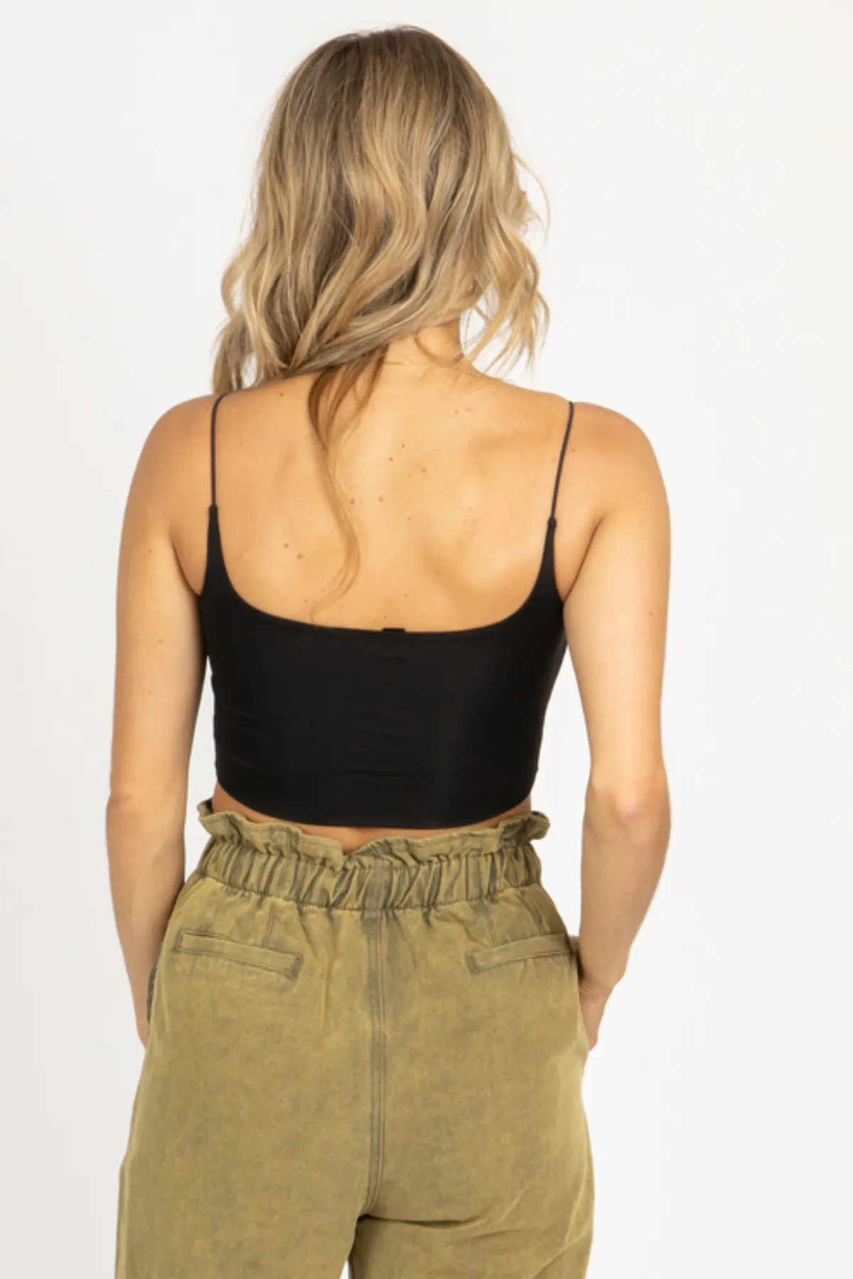 BLACK SLINKY CAMI CROP