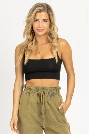 BLACK SLINKY CAMI CROP