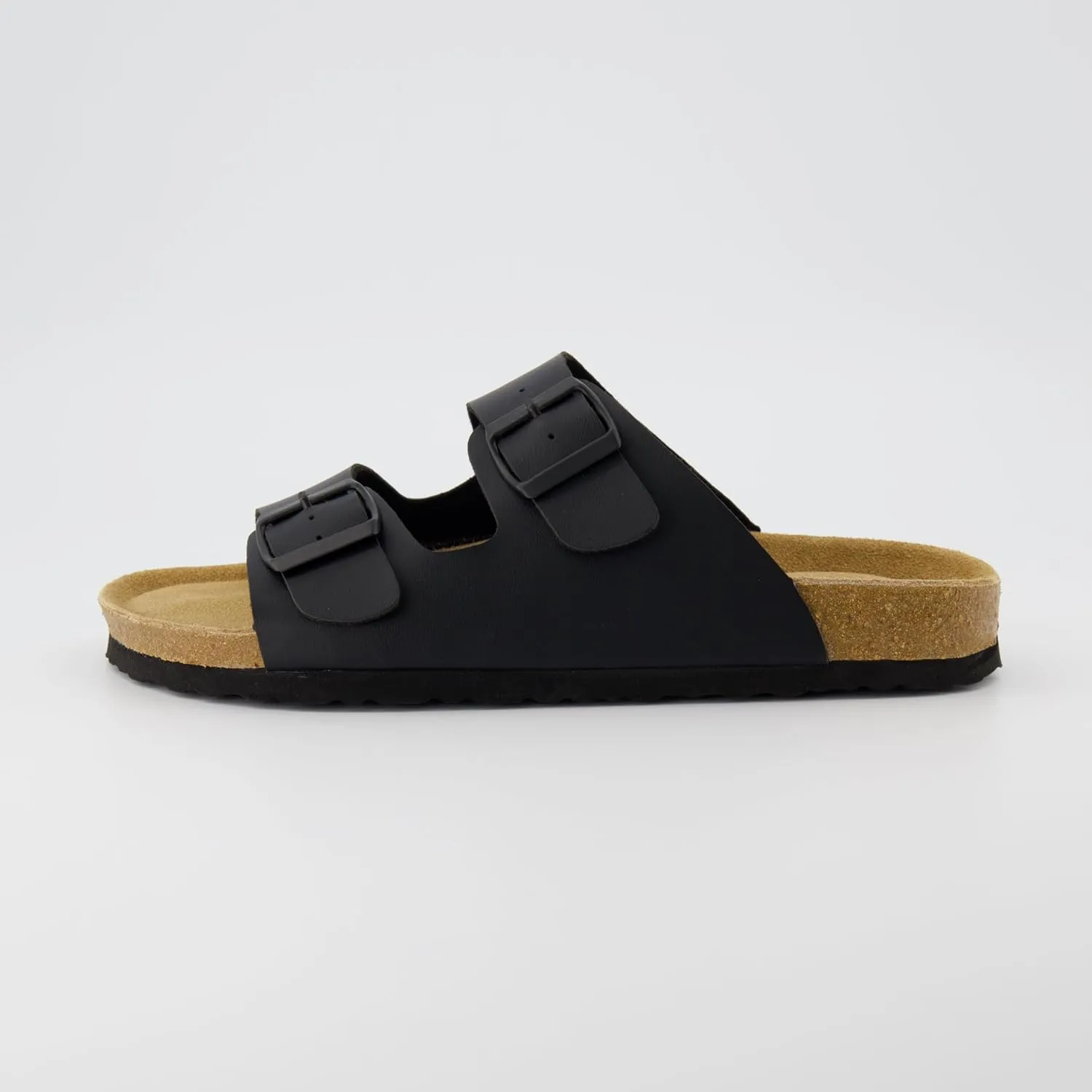 CUSHIONAIRE Lane Cork Footbed Mens Sandals, Adjustable Buckle Comfort Slides for Men, Genuine Leather Insole Summer Sandals Men Footwear
