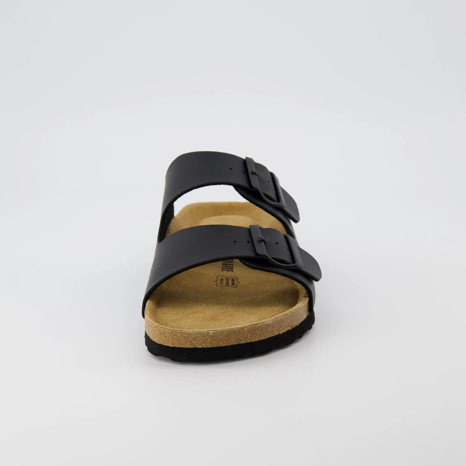 CUSHIONAIRE Lane Cork Footbed Mens Sandals, Adjustable Buckle Comfort Slides for Men, Genuine Leather Insole Summer Sandals Men Footwear