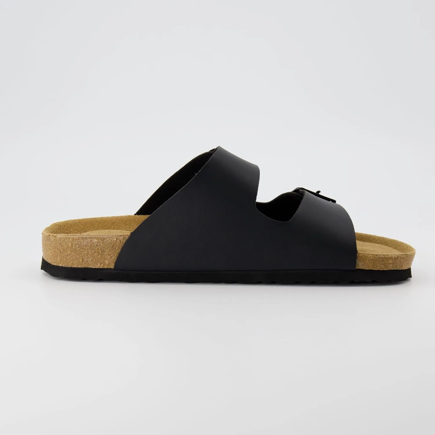 CUSHIONAIRE Lane Cork Footbed Mens Sandals, Adjustable Buckle Comfort Slides for Men, Genuine Leather Insole Summer Sandals Men Footwear