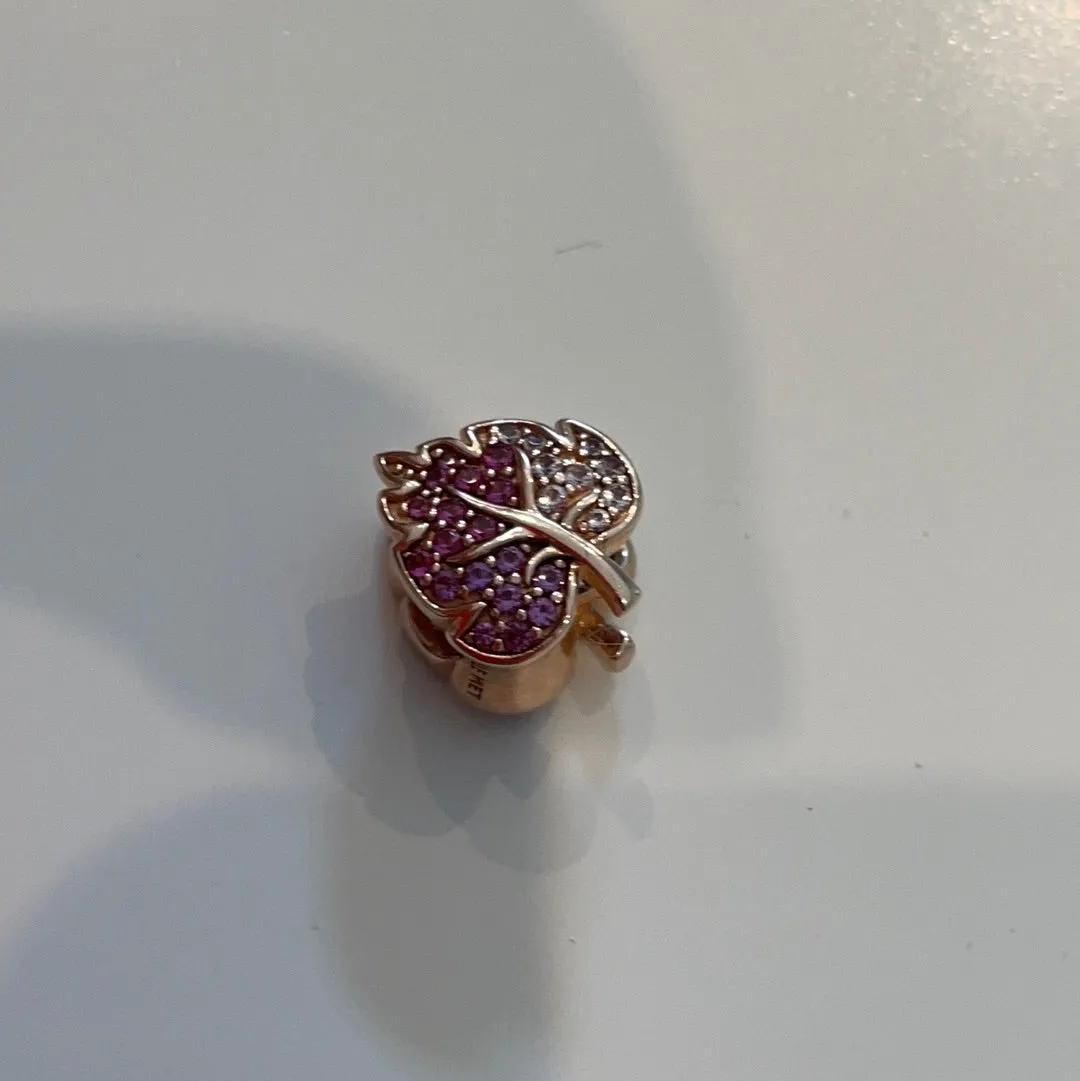 Genuine Pandora Brand New Pave Rose Gold Leaf Charm BRAND NEW