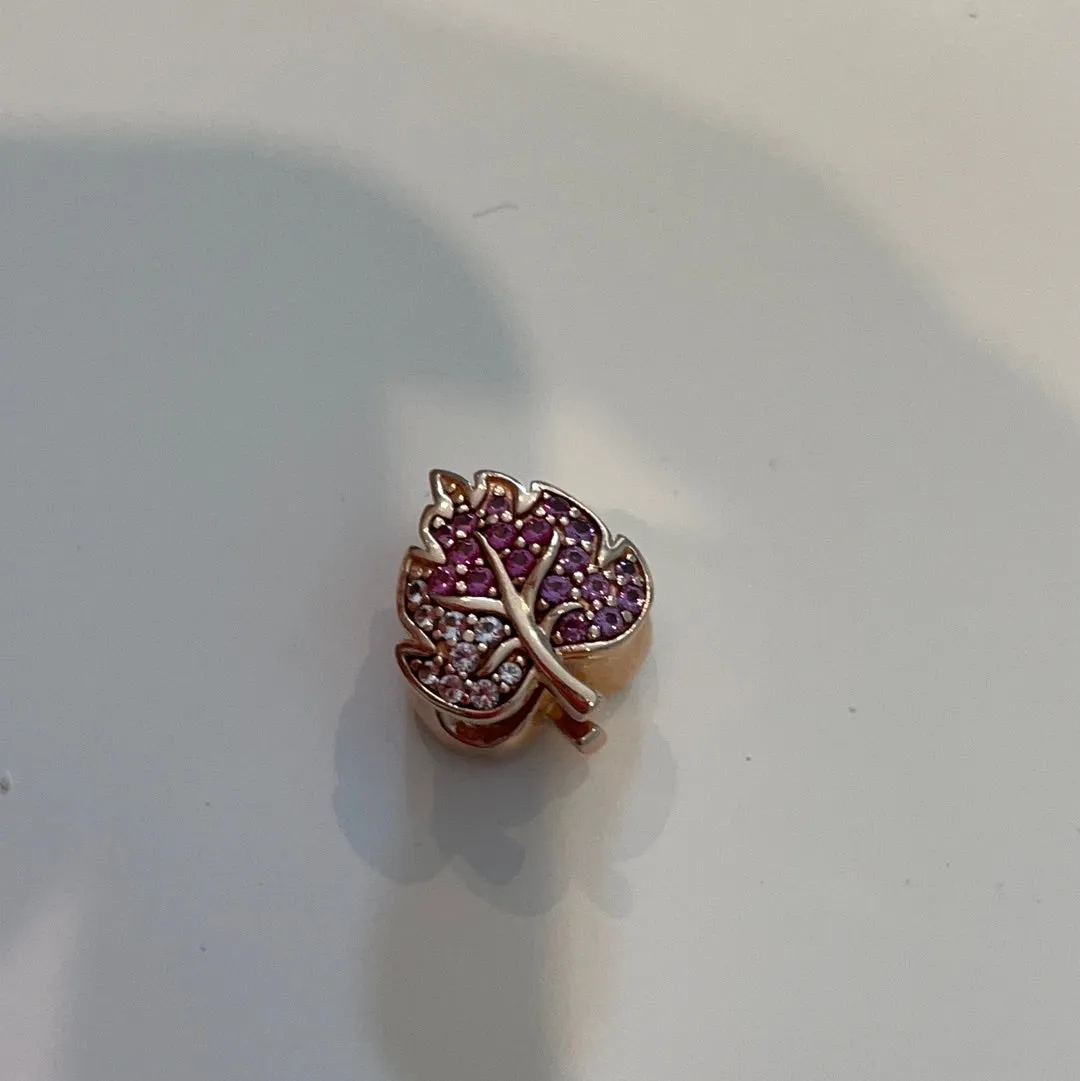 Genuine Pandora Brand New Pave Rose Gold Leaf Charm BRAND NEW