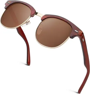 GQUEEN Classic Horn Rimmed Semi Rimless Polarized Sunglasses for Men Women GQO6