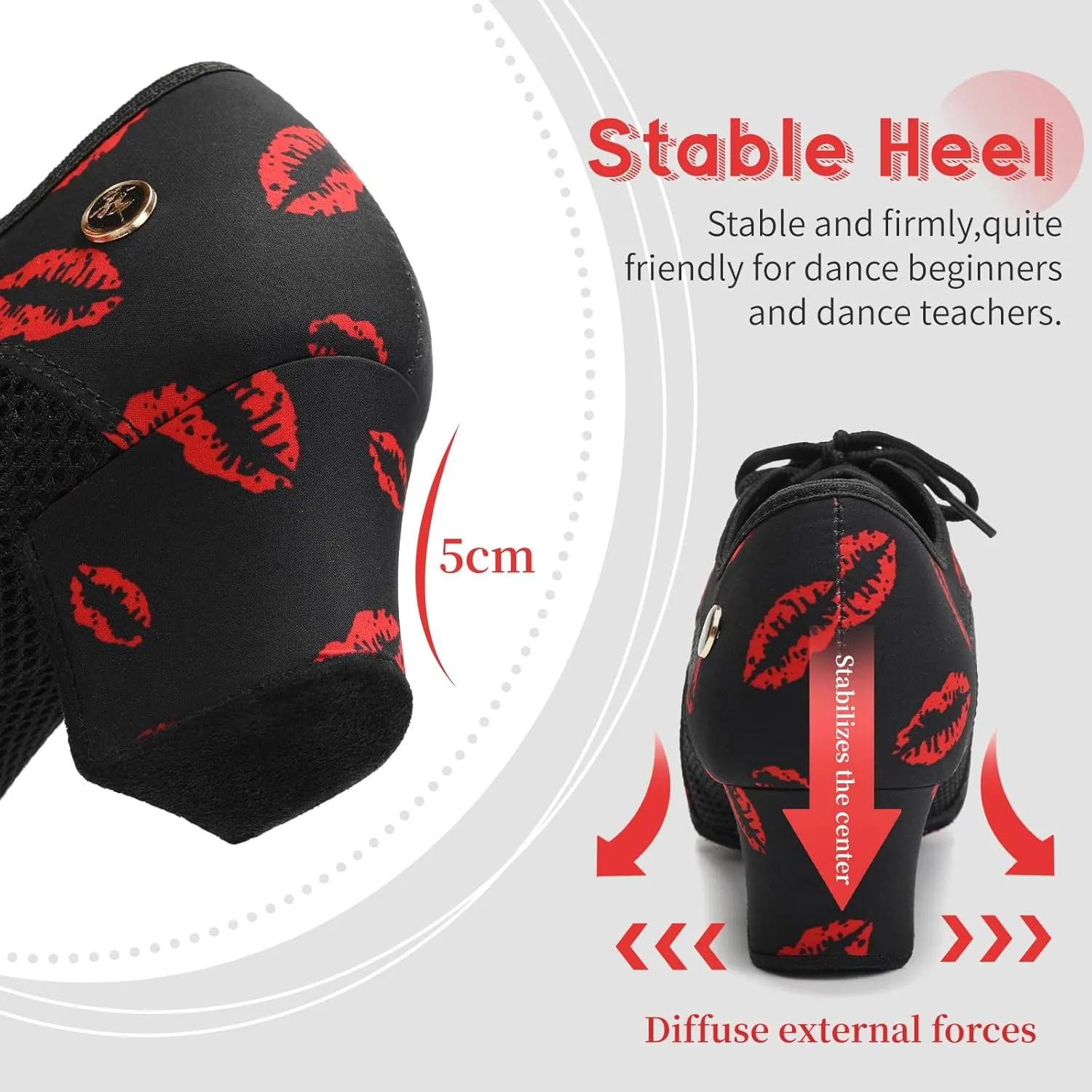 HIPPOSEUS Women's Latin Dance Practice Shoes 2" Heel Closed Toe Ballroom Dance Salsa Dance Training Shoes with Suede Sole