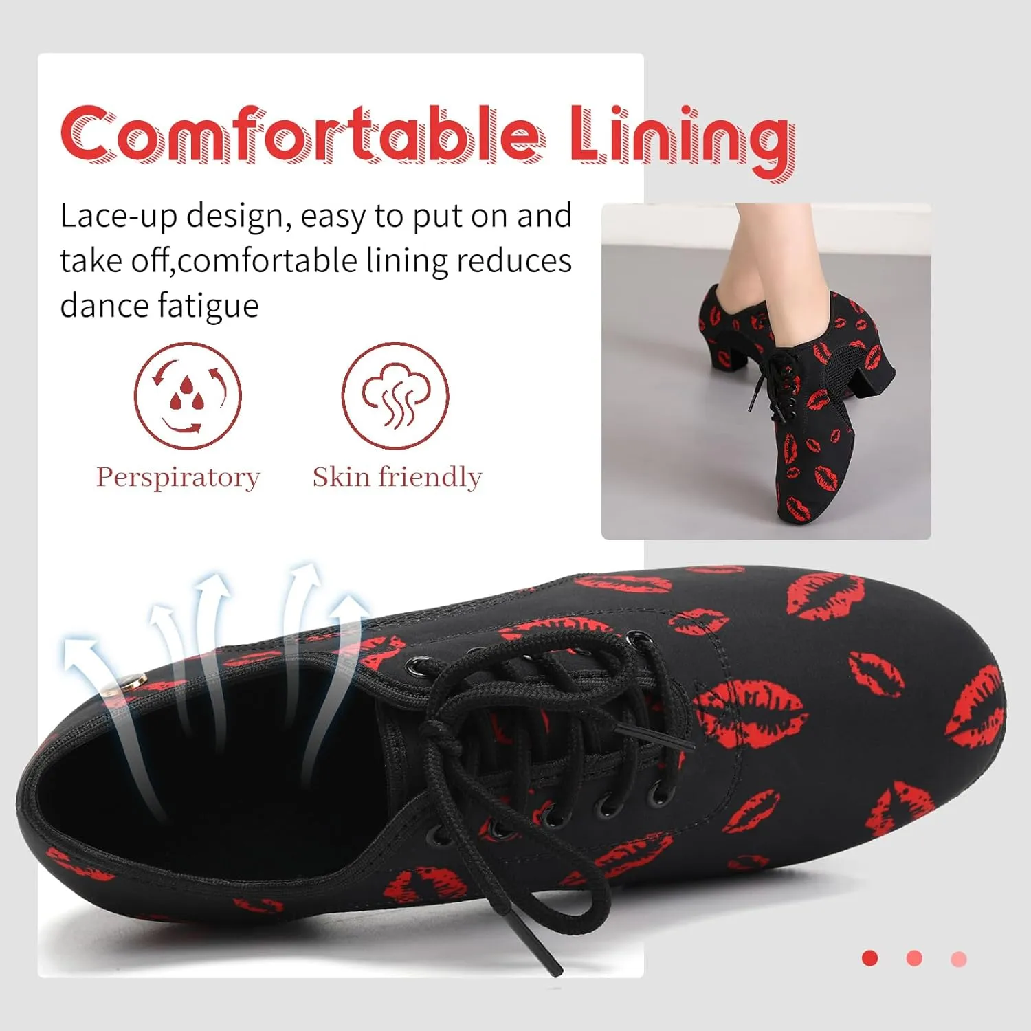 HIPPOSEUS Women's Latin Dance Practice Shoes 2" Heel Closed Toe Ballroom Dance Salsa Dance Training Shoes with Suede Sole