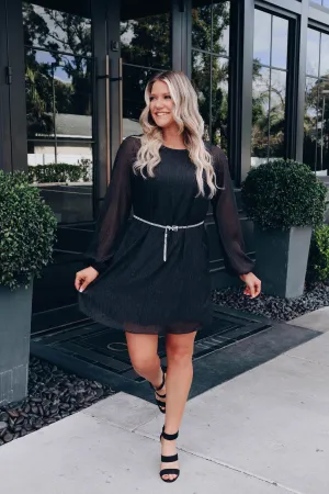 Janessa Chiffon Shift Dress - Black
