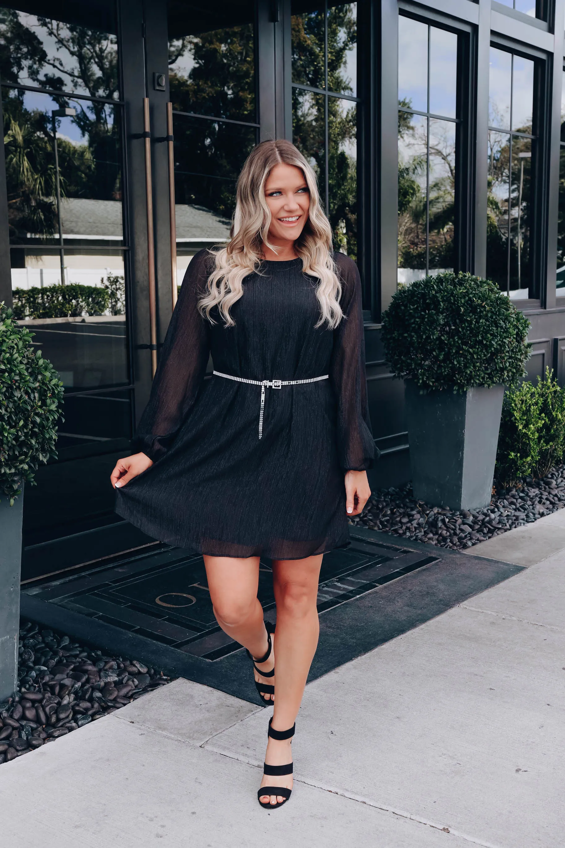 Janessa Chiffon Shift Dress - Black