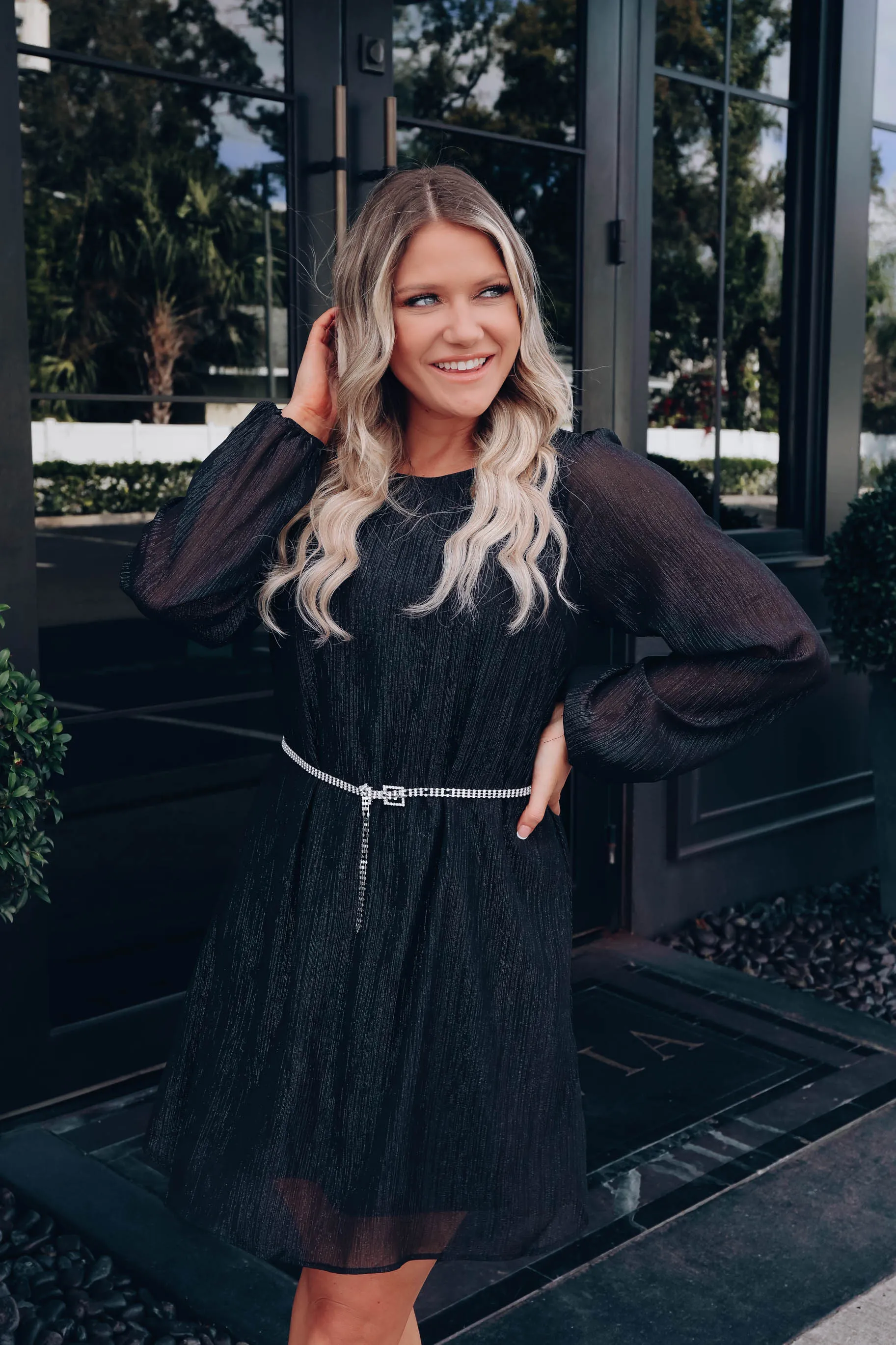 Janessa Chiffon Shift Dress - Black