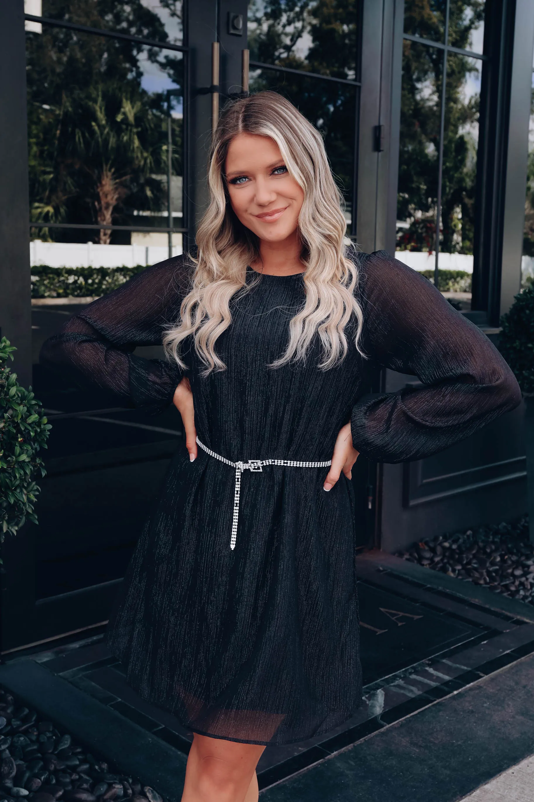 Janessa Chiffon Shift Dress - Black