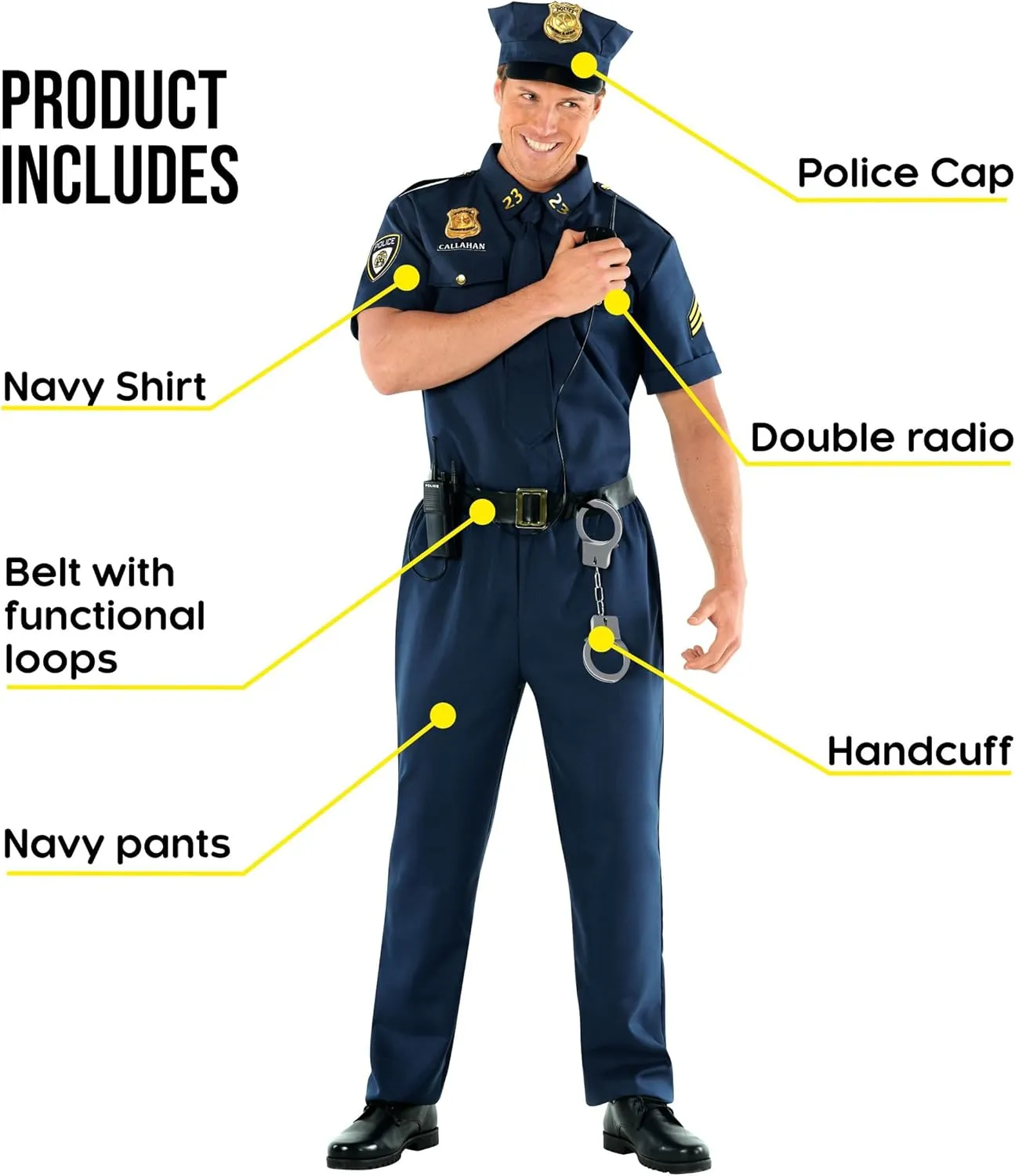 Morph Police Costume Mens Cop Costume Police Uniform Mens Cop Outfit Adult Halloween