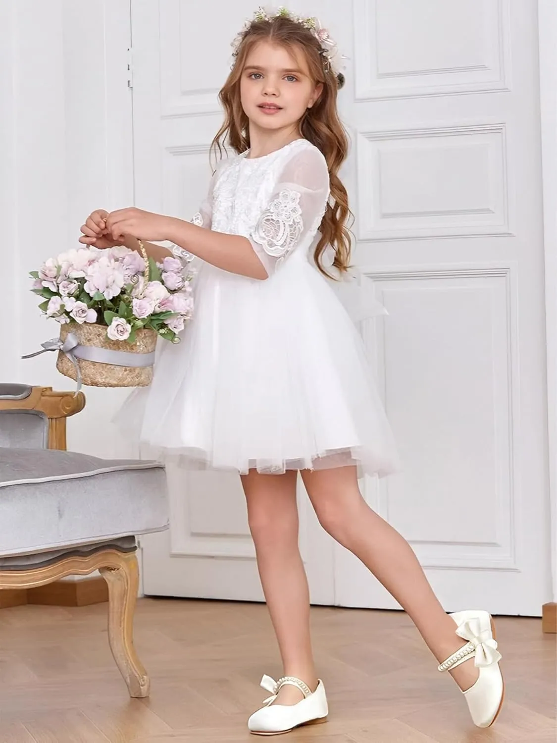 Toddler Flower Girl Dress Shoes - Little Girl Mary Janes for Wedding Party