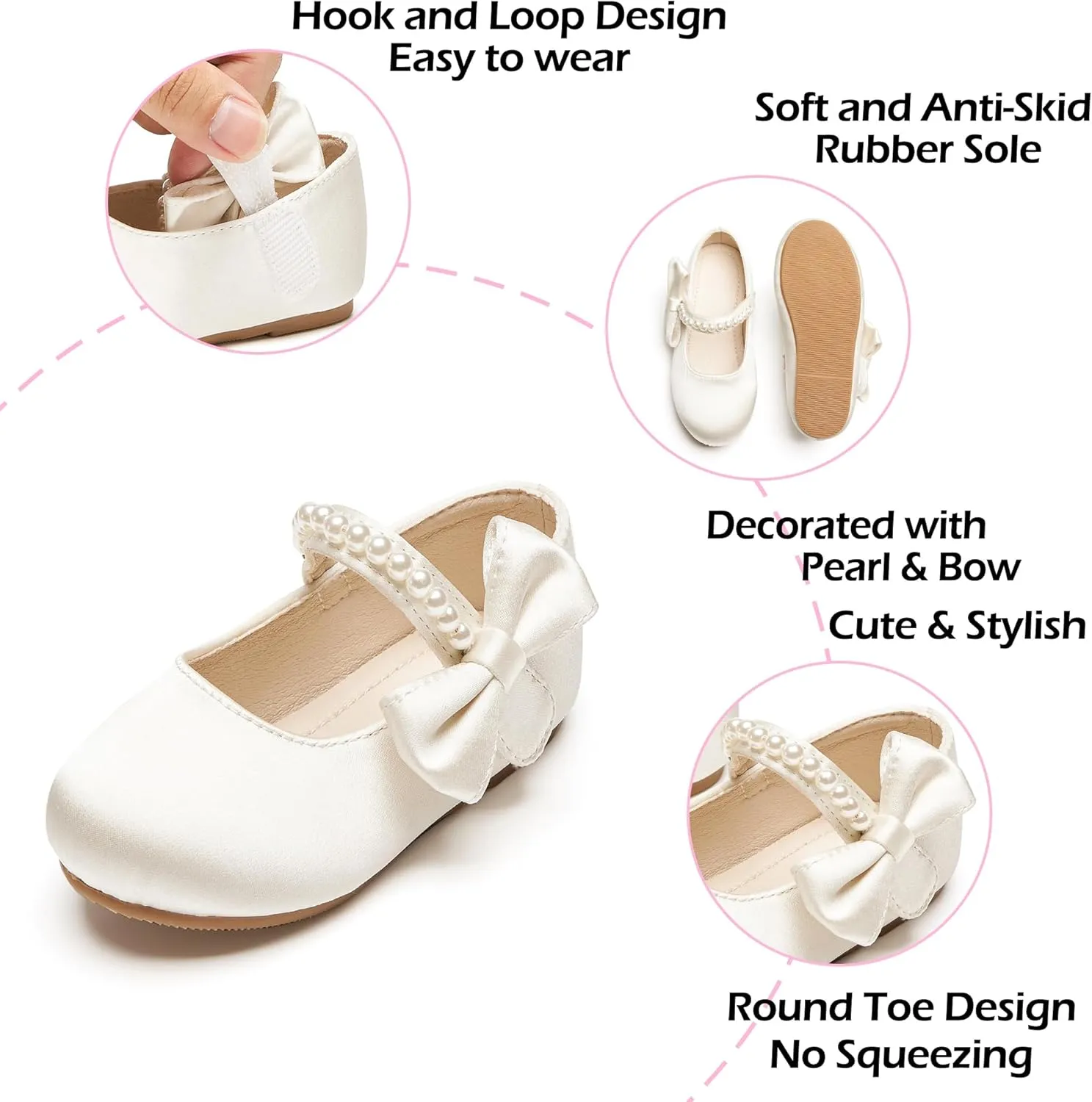 Toddler Flower Girl Dress Shoes - Little Girl Mary Janes for Wedding Party