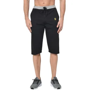 Vimal Jonney Cotton Blended Regular Fit Black 3/4th Capri For Men