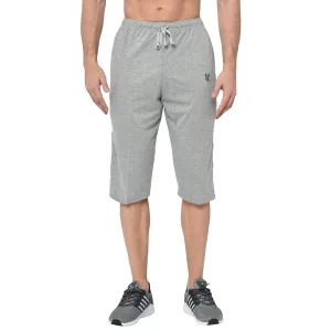 Vimal Jonney Cotton Blended Regular Fit Grey 3/4th Capri For Men