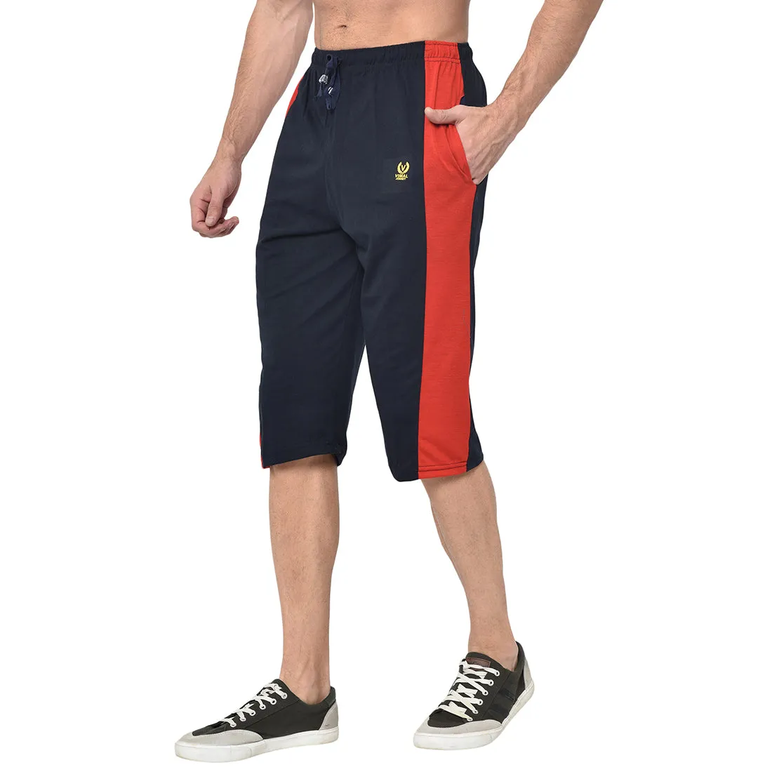Vimal Jonney Cotton Blended Regular Fit Navy Blue 3/4th Capri For Men