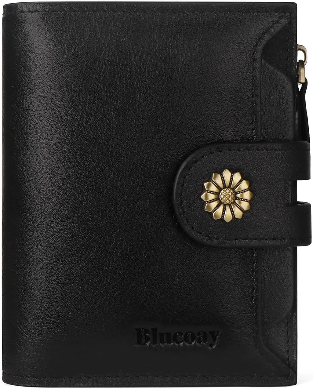 Wallet Women,RFID Blocking Leather Womens Wallet Bifold Compact Card Holder Small Wallet for Women with Removable ID Window Black