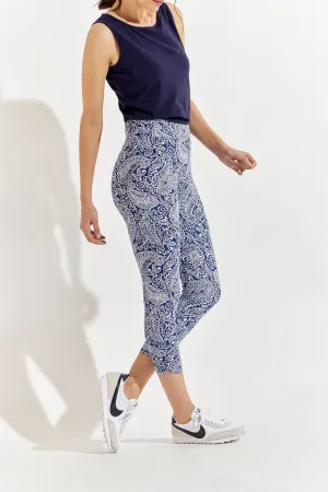 Women's Matiz Ruched Capris  |  Navy Artisan Paisley
